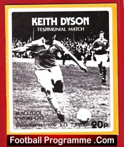 Keith Dyson Testimonial Benefit Match Blackpool 1976 - SIGNED - football programme