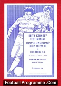 Keith Kennedy Testimonial Benefit Match Bury 1982 - football programme