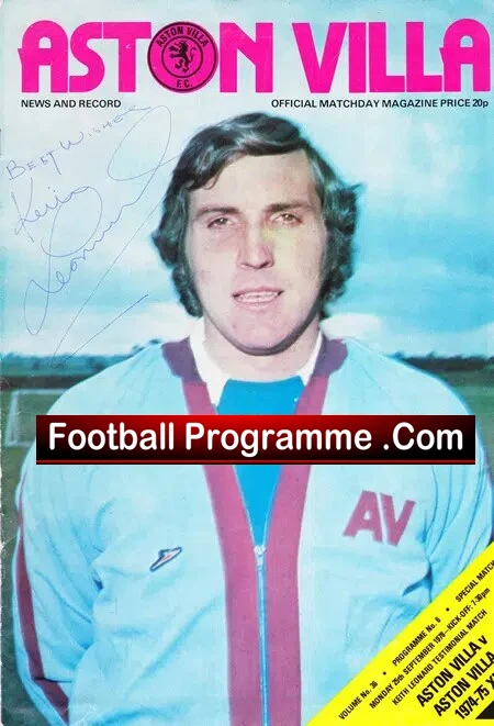 Keith Leonard Testimonial Benefit Match Aston Villa 1978 SIGNED