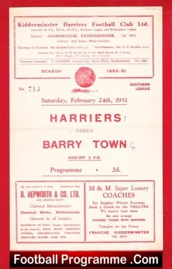 Kidderminster Harriers v Barry Town 1951 – Southern League