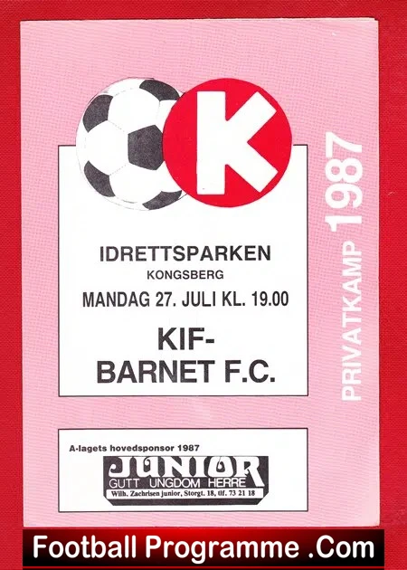 Lagoppstillinger KIF v Barnet 1987 – Norway