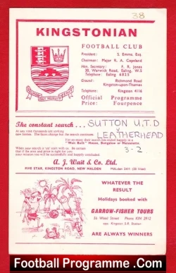 Leatherhead v Sutton United 1965 - Kingstonian Senior Cup Final - football programme