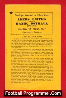Leeds United v Banik Ostrava 1957 – Floodlight game Elland Road