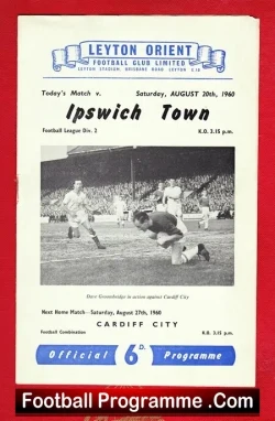 Leyton Orient v Ipswich Town 1960 - football programme