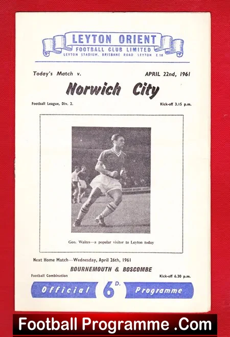 Leyton Orient v Norwich City 1961