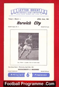 Leyton Orient v Norwich City 1961