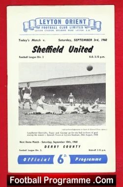 Leyton Orient v Sheffield United 1960 - football programme