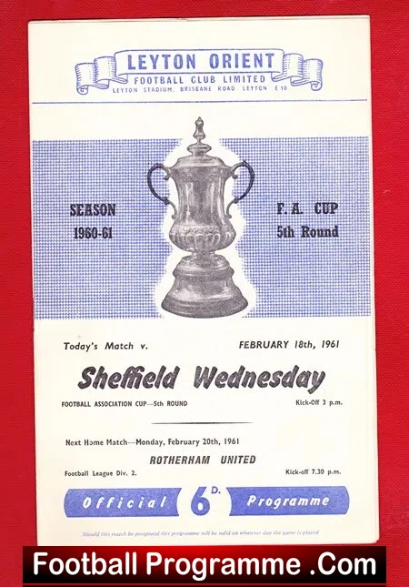 Leyton Orient v Sheffield Wednesday 1961 – FA Cup