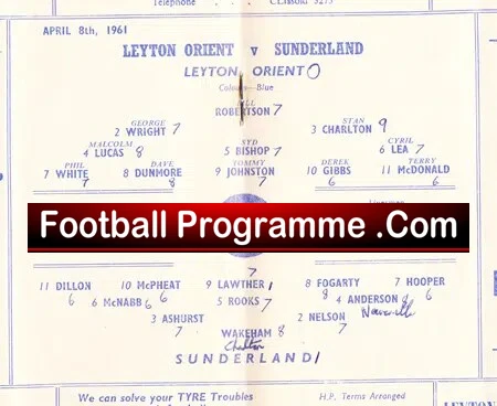 Leyton Orient v Sunderland 1961