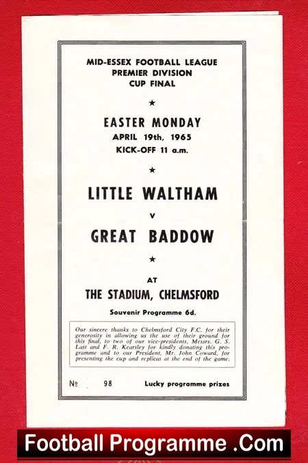 Little Waltham v Great Baddow 1965 – Essex Cup Final