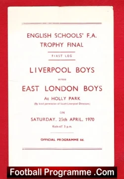 Liverpool Boys v East London Boys 1970 – English Schoolboys