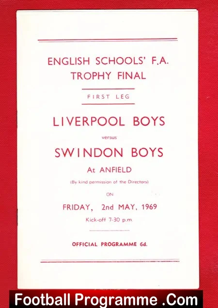 Liverpool Boys v Swindon Boys 1969 – English Schoolboys Final