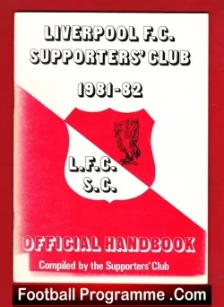 Liverpool Football Club Official Yearbook Handbook 1981 - 1982 - football memorabilia