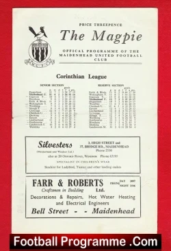 Maidenhead United v Leatherhead 1961