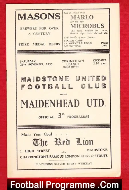 Maidstone United v Maidenhead United 1955 – Corinthian League