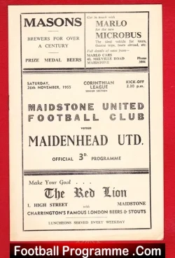 Maidstone United v Maidenhead United 1955 - Corinthian League - football programme