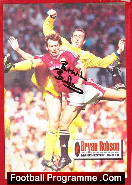 Manchester United Bryan Robson Signed Autographed Picture 1980s