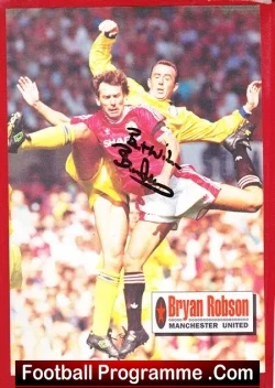 Manchester United Bryan Robson Signed Autographed Picture 1980s