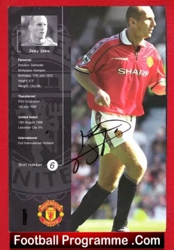 Manchester United Jaap Stam Signed Autograph Treble Winner 1998 - football programme