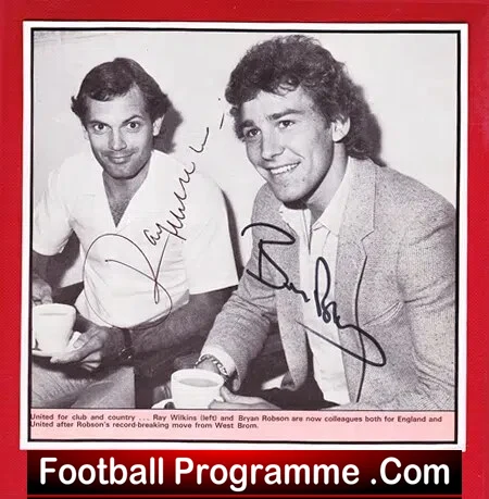 Manchester United Ray Wilkins + Bryan Robson Signed Picture 1980