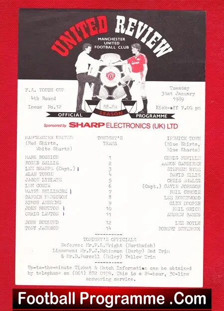 Manchester United v Ipswich Town 1989 – Youth Cup – Lee Sharpe