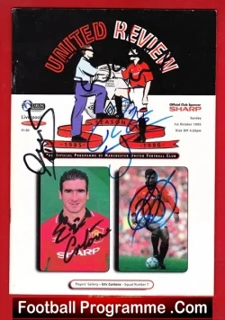 Manchester United v Liverpool 1995 – Multi SIGNED Cantona Giggs