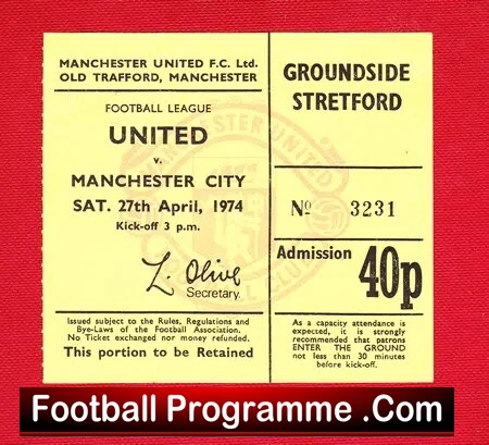 Manchester United v Manchester City 1974 Denis Law Back Heel