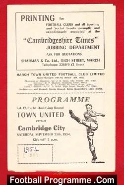 March Town v Cambridge City 1954 – FA Cup Qualifying