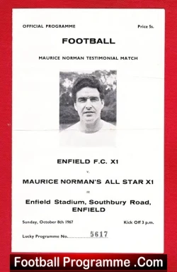 Maurice Norman Testimonial Benefit Match Enfield 1967 - football programme