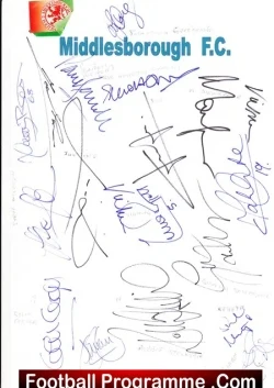 Middlesbrough Football Club Multi Signed Autographed Sheet 1995 - football programme