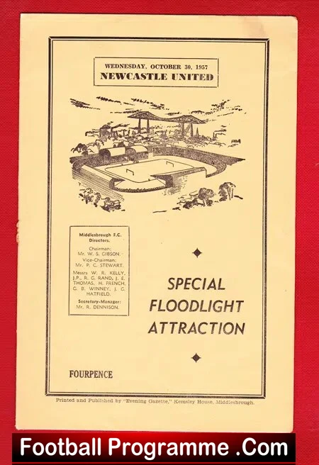 Middlesbrough v Newcastle United 1957 – Floodlight Special