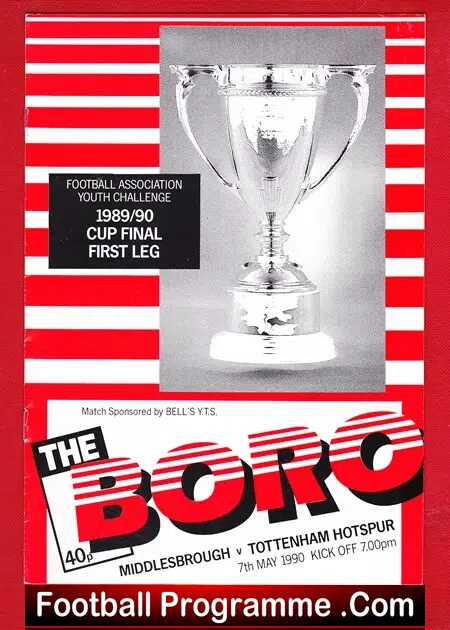Middlesbrough v Tottenham 1990 – Youth Cup Final 1st Leg