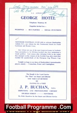 Montrose v Dunfermline Athletic 1960s - Multi Autographed Signed - football programme