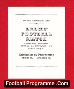 Morecambe Shrimpettes Ladies v Moor Hospital Social Club 1975 – Womens
