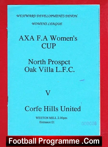 North Prospect Oak Villa Ladies v Corfe Hills United 1990s Womens Football