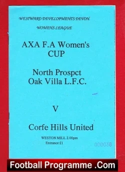North Prospect Oak Villa Ladies v Corfe Hills United 1990s Womens Football