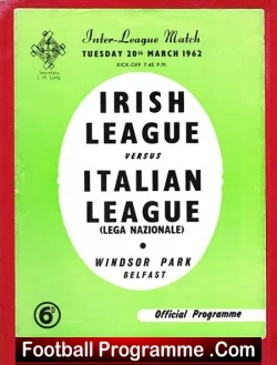 Northern Irish League v Italian League 1962 – Ireland Belfast