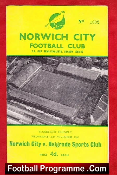Norwich City v Belgrade Sports Club 1961 – Friendly Match