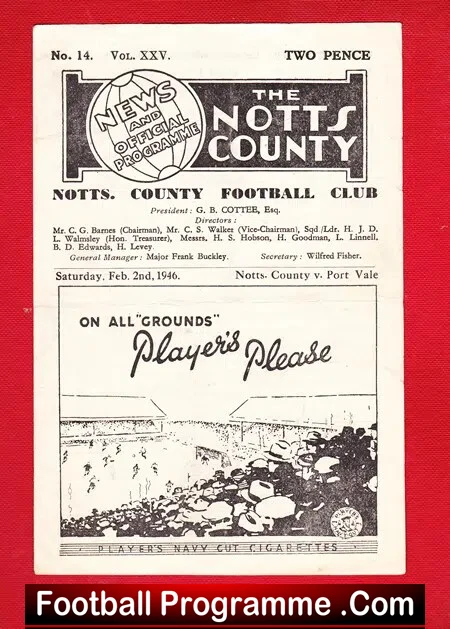 Notts County v Port Vale 1946