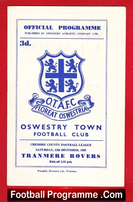 Oswestry Town v Tranmere Rovers 1959 – Cheshire County League