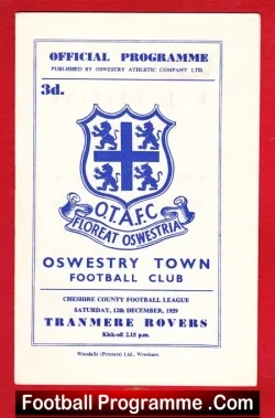 Oswestry Town v Tranmere Rovers 1959 – Cheshire County League