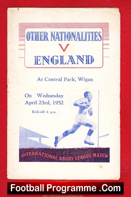 Other Nationalities v England 1952 – Central Park Wigan