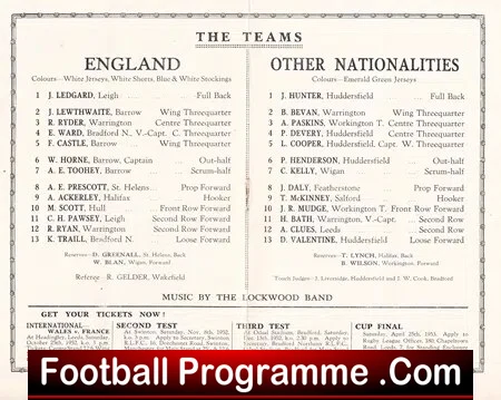 Other Nationalities v England 1952 - Fartown Huddersfield