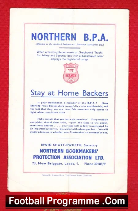 Other Nationalities v England 1952 - Fartown Huddersfield