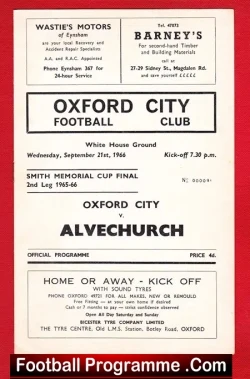 Oxford City v Alvechurch 1966 - Memorial Cup Final - football programme