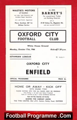 Oxford City v Enfield 1966 - football programme