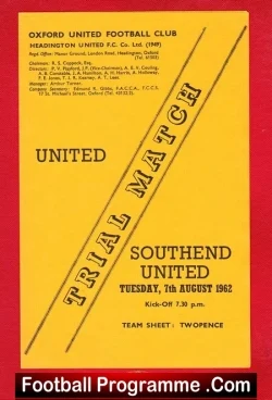 Oxford United v Southend United 1962 – Trails Match
