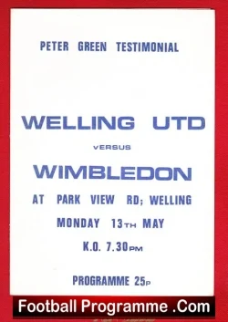 Peter Green Testimonial Benefit Match Welling United 1970s