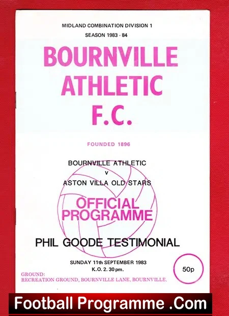 Phil Goode Testimonial Benefit Match Bournville Athletic 1983