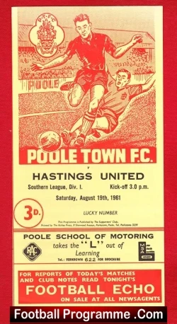 Poole Town v Hastings United 1961 - football programme